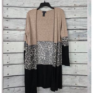 Daytrip S Leopard Colorblock Open Cardigan